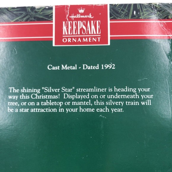 Hallmark Ornament Silver Star Streamliner Locomotive Train Cast Die Metal 1992 - Picture 12 of 16